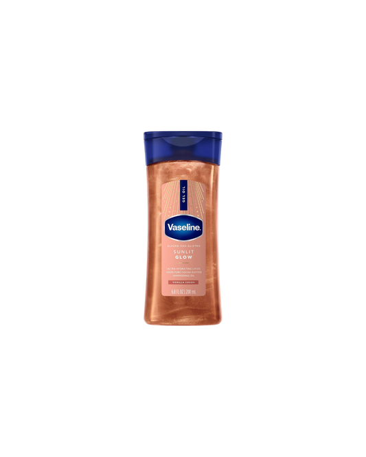 Vaseline Glazed and Glisten Sunlit Glow - Aceite de gel corporal de vainilla y cacao brillante