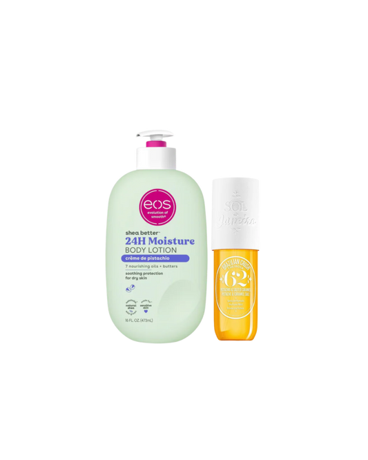 Dúo EOS Pistachio & Sol de Janeiro 62 – Crema Corporal y Body Mist