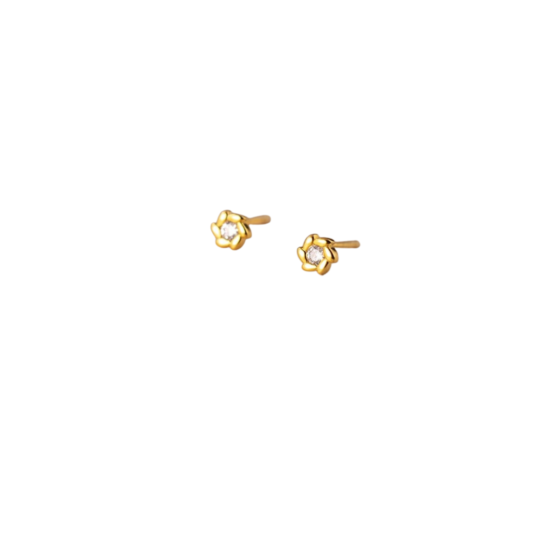 Flower+zircon piercings studs