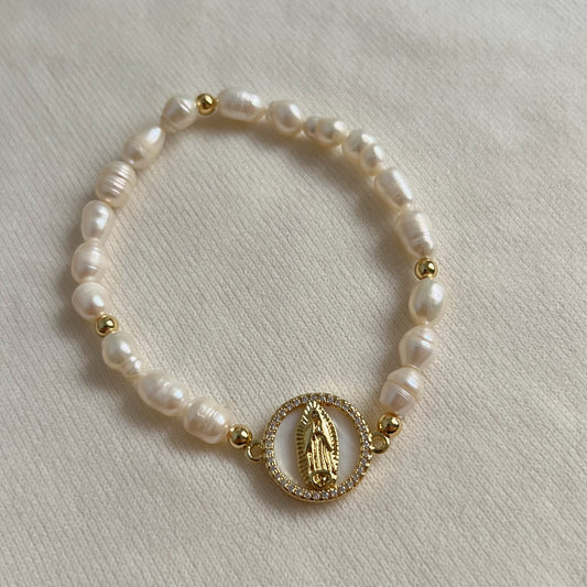 Pulsera Virgen nácar