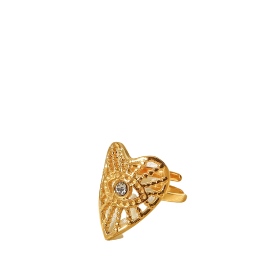Big heart+evil eye ring